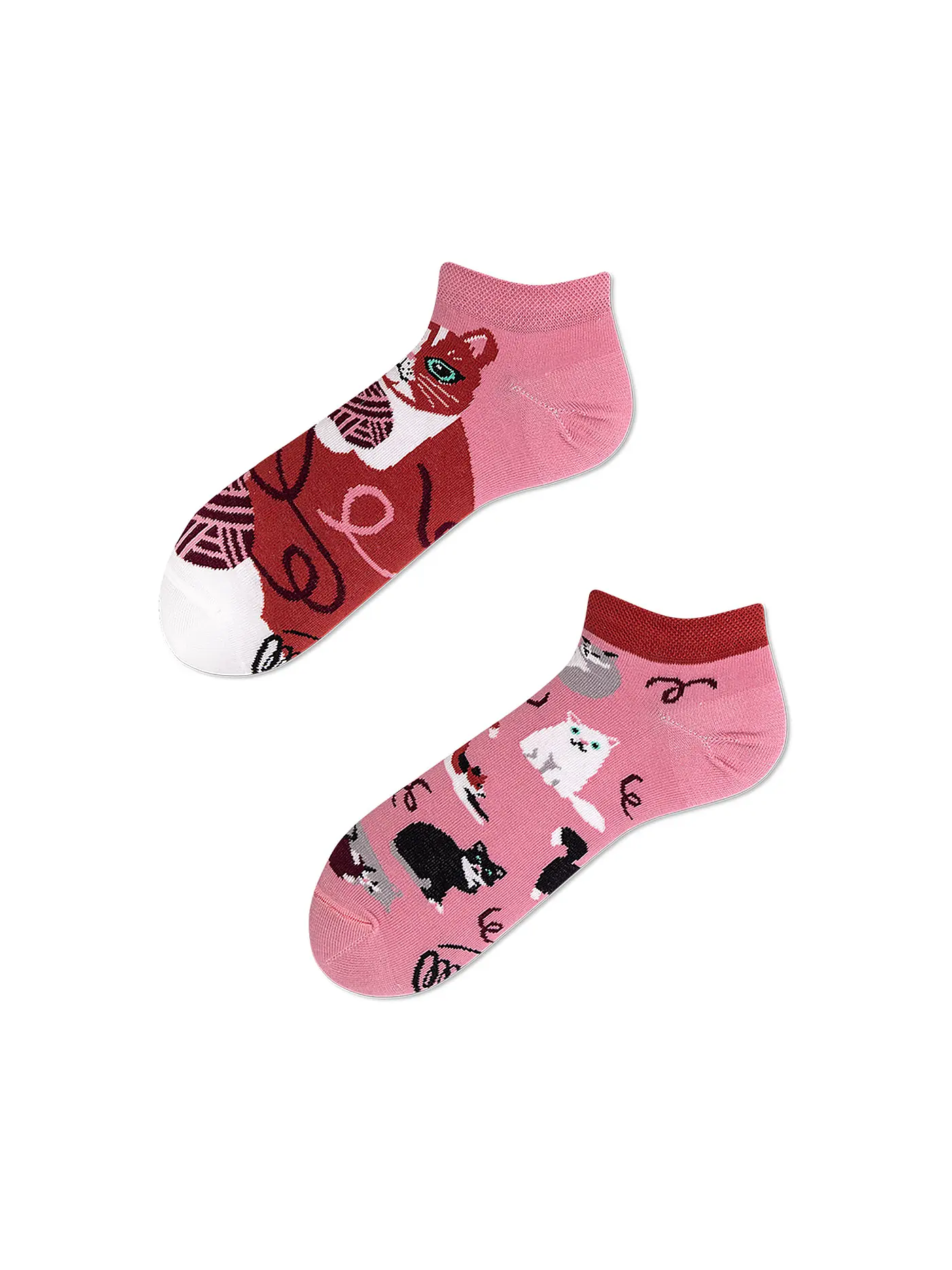 MANY MORNINGS | Damen Sneaker Socken PLAYFUL CAT altrosa | 